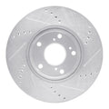 R1 16-25 Honda Civic Coupe Front Left Drilled & Slotted Silver Brake Rotor