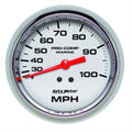 GAUGE SPEEDOMETER 3 3/8IN 100MPH MECHANICAL MARINE CHROME