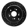 R1 2005-2018 Acura RDX Rear Left Drilled & Slotted Black Brake Rotor