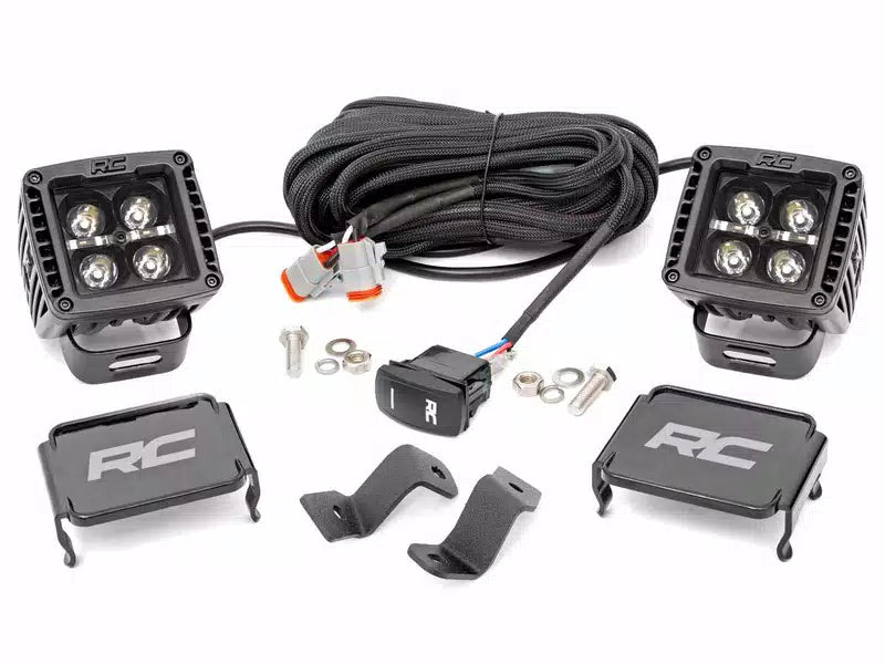 Rough Country LED Light Pair Ditch Mount 2 Black DRL Ford F-150 (15-26) F-150 Lightning (22-26) 71031