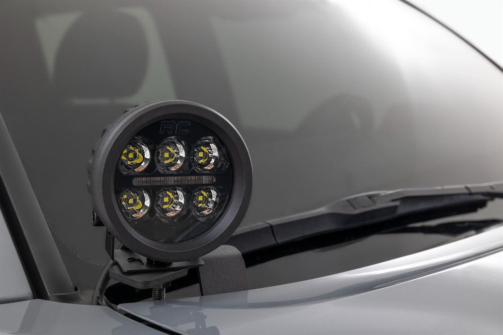 Rough Country LED Light Kit Ditch Mount Black Series Round 3.5 Inch Amber DRL Toyota Tacoma (16-23) 71085