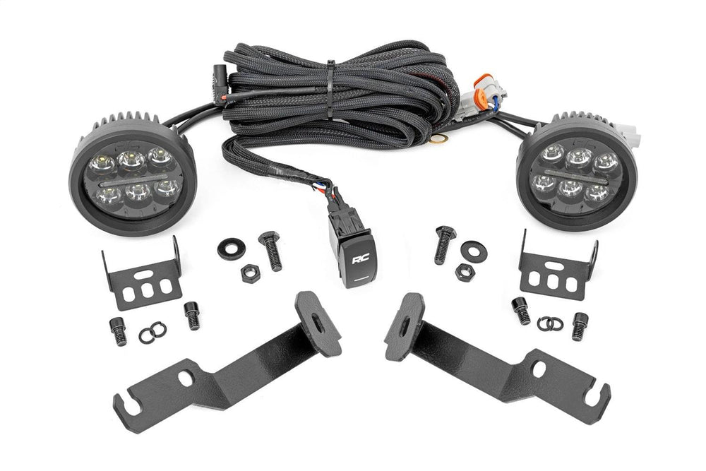 LED Light Kit Ditch Mount Black Series Round 3.5 Inch Amber DRL Toyota Tacoma (05-15)