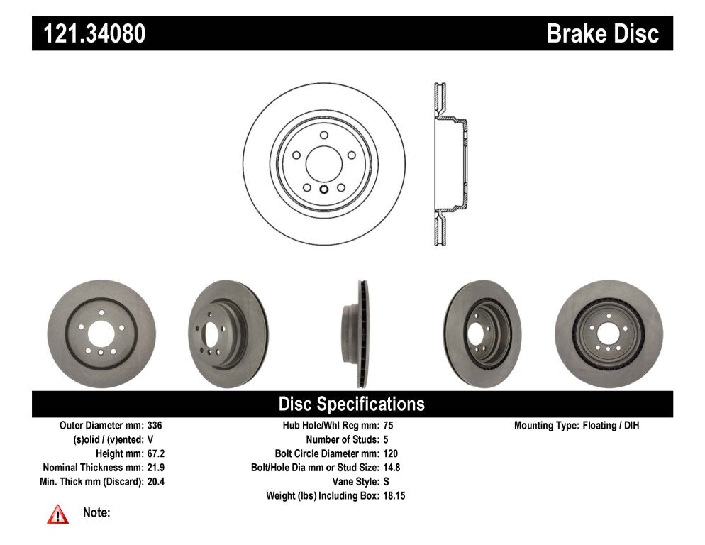 Centric 07-12 BMW 335i \ 07-08 335xi Standard Rear Rotor