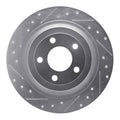 DFC 15-23 Ford Mustang Rear Left Drilled & Slotted Silver Brake Rotor
