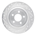 DFC 15-23 Ford Mustang Rear Left Drilled & Slotted Silver Brake Rotor