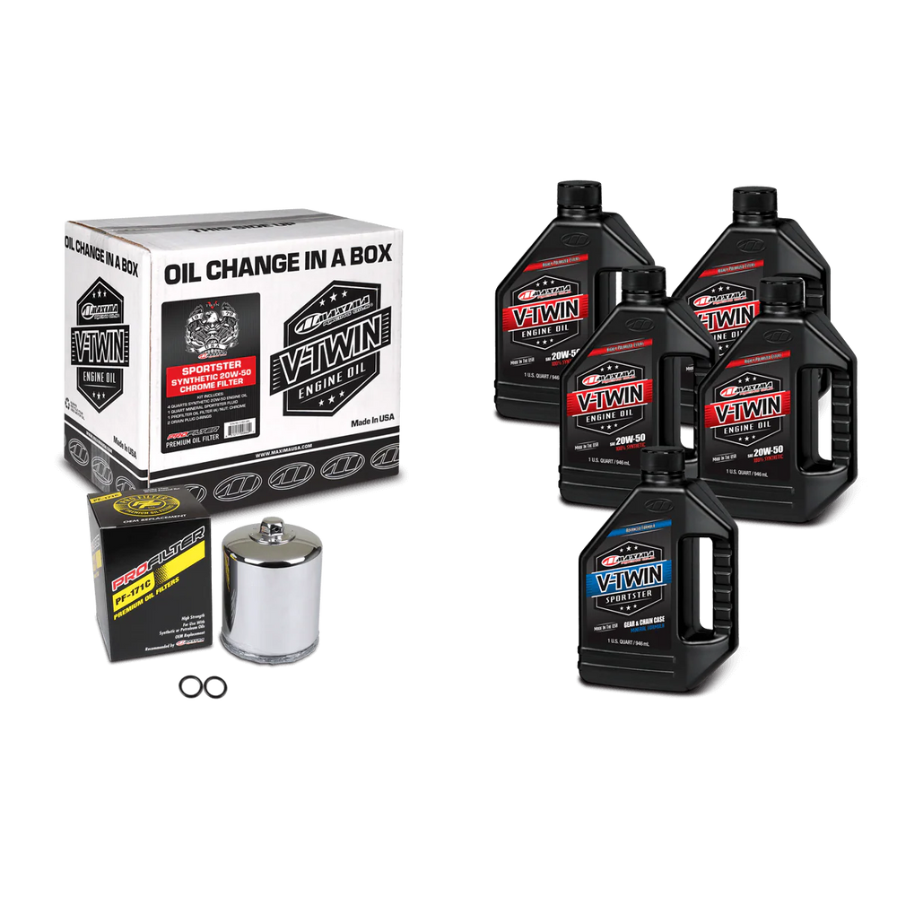 Maxima V-Twin Oil Change Kit Synthetic w/Chrome Filter Sportster