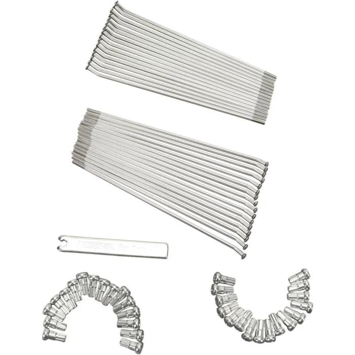 Excel Rear Spoke/Nipple Set (w/ Wrench) - 8 Gauge / 32 Qty - Silver