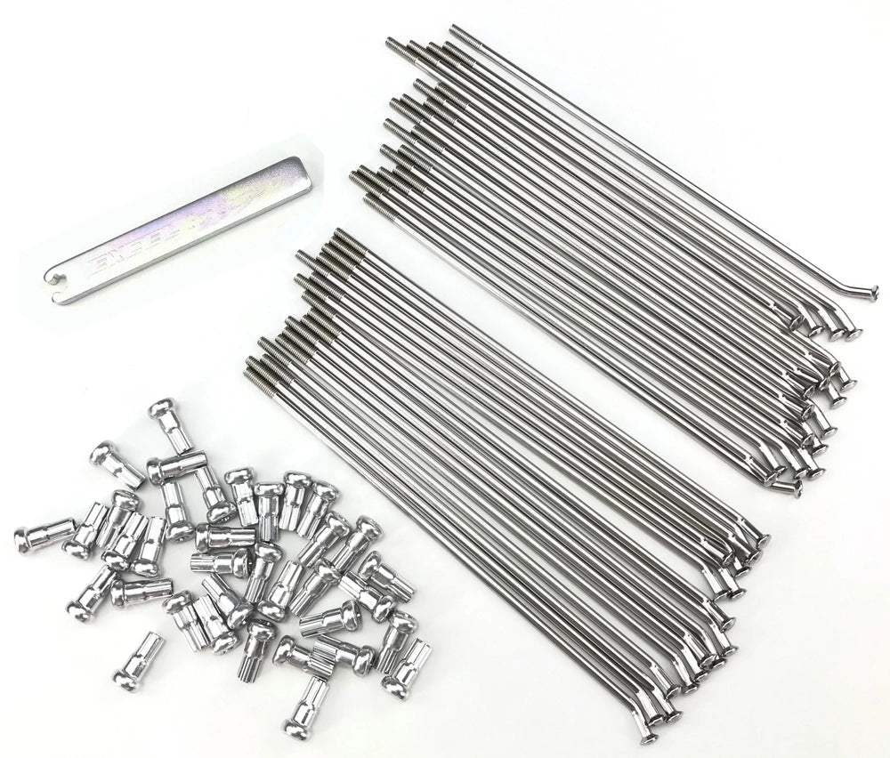 Excel Rear Spoke/Nipple Set (w/ Wrench) - 8 Gauge / 36 Qty - Silver