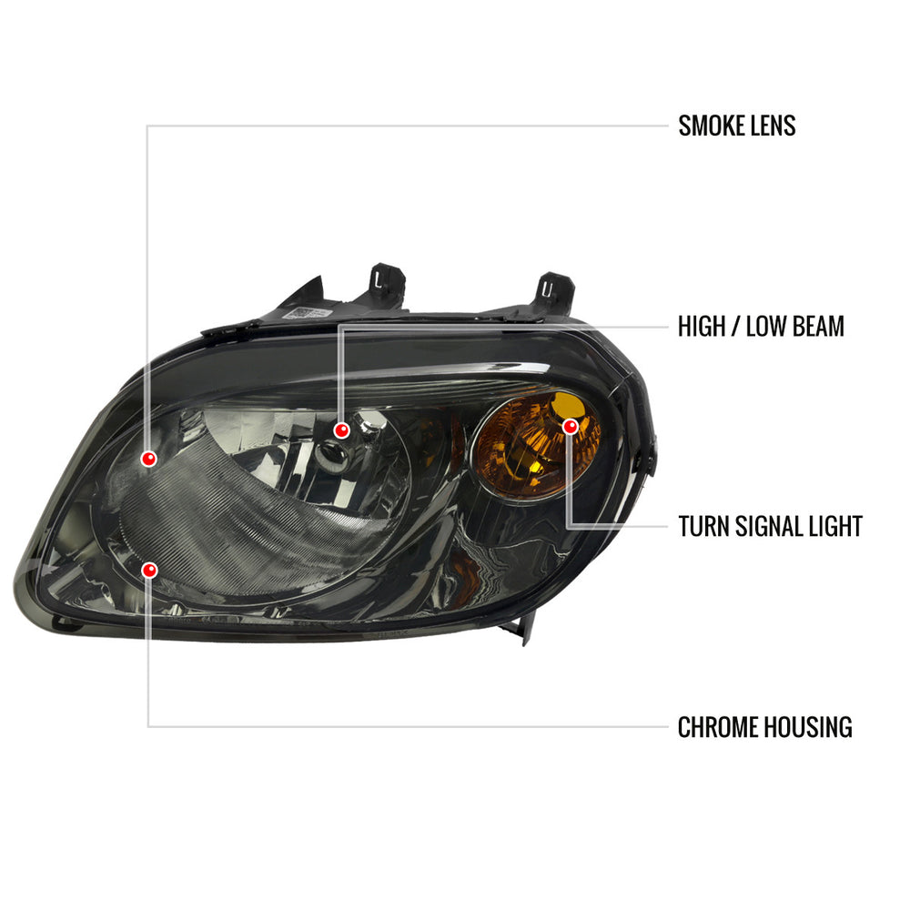 HEADLIGHTS CHROME HOUSING SMOKED LENS - NO BULB INCLUDED