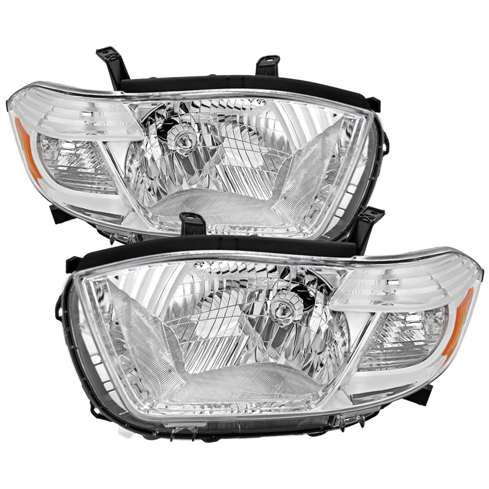 HEADLIGHTS CHROME HOUSING CLEAR LENS WITH AMBER REFLECTOR - NO BULBS INCLUDED
