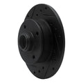 R1 85-02 Volkswagen Cabrio Rear Left Drilled & Slotted Black Brake Rotor