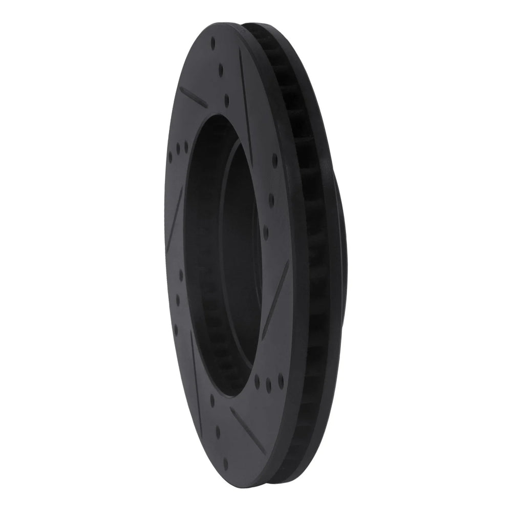 R1 10-17 Lexus CT200H Front Left Drilled & Slotted Black Brake Rotor