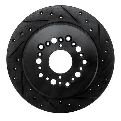R1 92-00 Lexus GS300 Rear Right Drilled & Slotted Black Brake Rotor