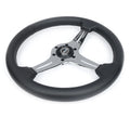 NRG Light Weight Gaming Steering Wheel - 350mm 3 Chrome Silver Spokes Perforated Leather