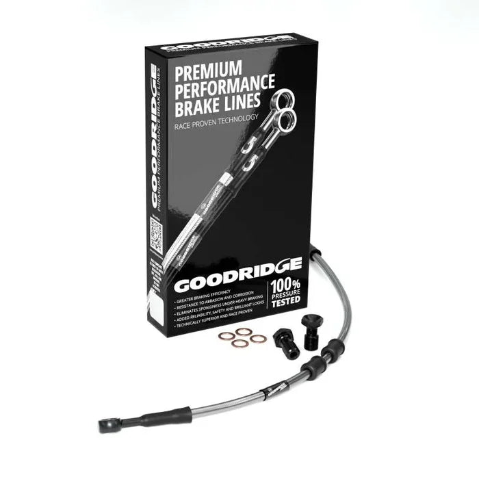 Goodridge 87-03 HD XL883/XL1200C +4in Clear Brake Line Kit w/Black Fittings
