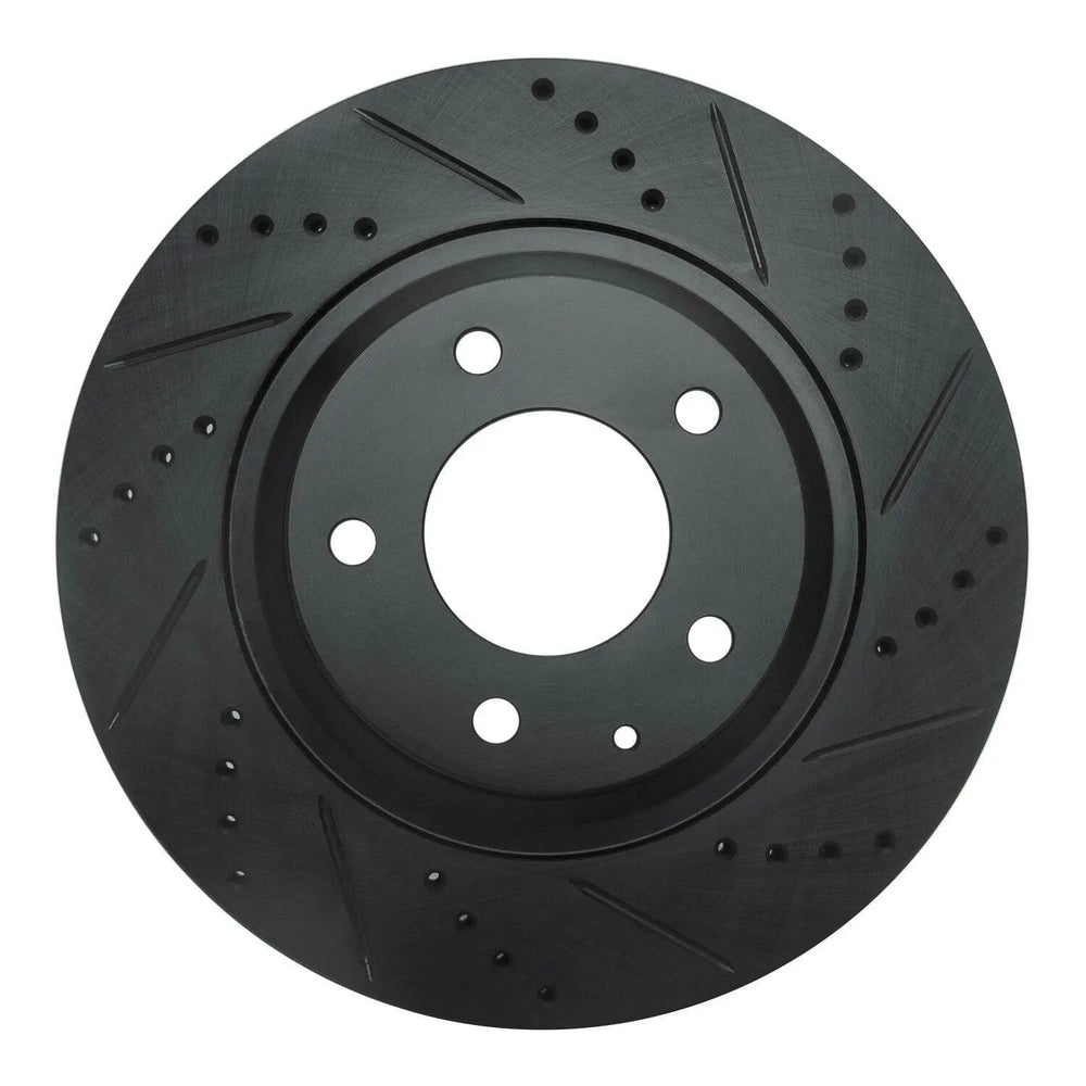 R1 04-11 Mazda RX-8 Rear Right Drilled & Slotted Black Brake Rotor