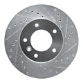 R1 86-89 Jaguar VanDEN PLAS Front Right Drilled & Slotted Silver Brake Rotor