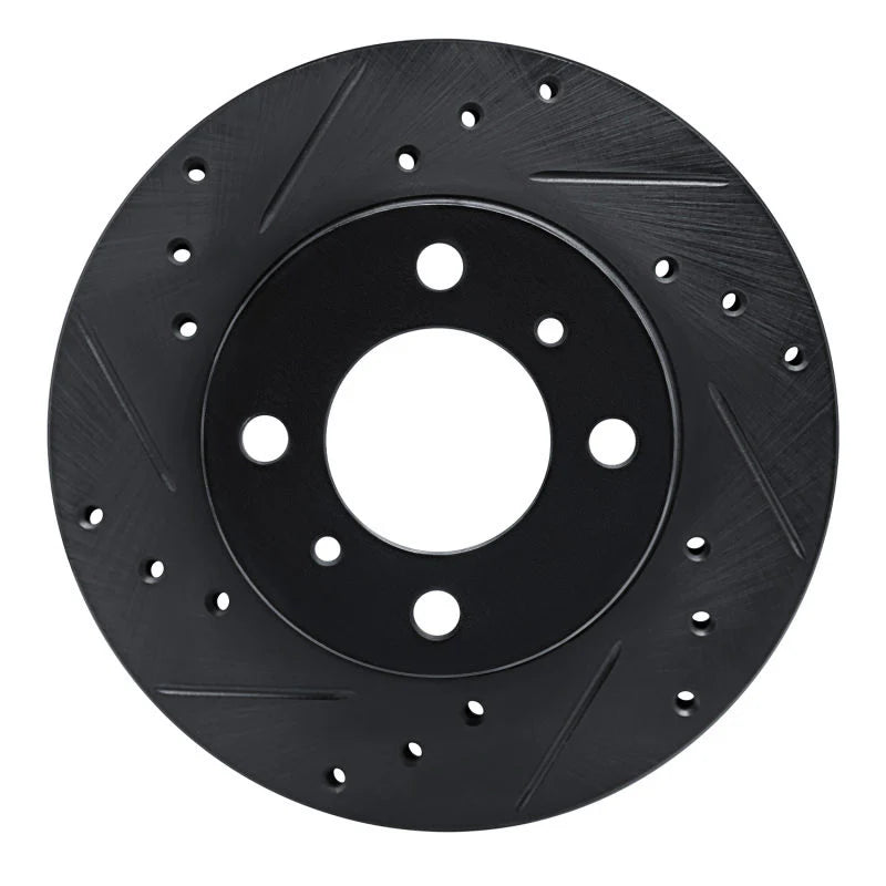 R1 92-00 Dodge COLT Front Left Drilled & Slotted Black Brake Rotor
