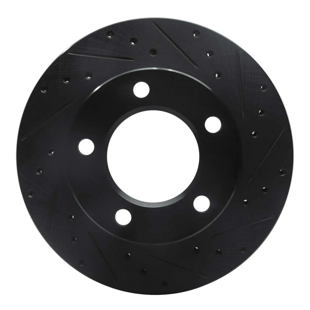 R1 76-86 Jeep CJ5 Front Right Drilled & Slotted Black Brake Rotor