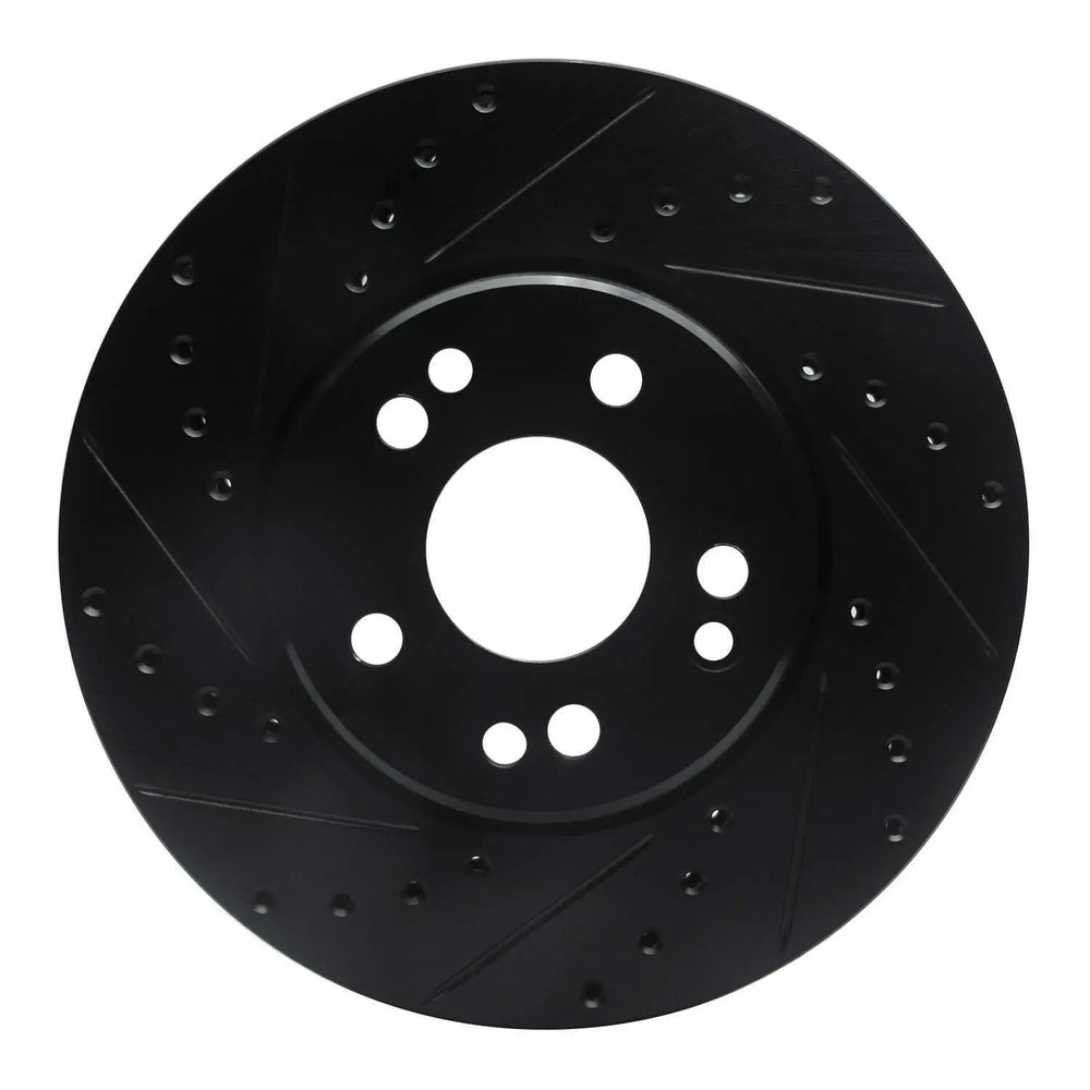 R1 90-98 Mercedes-Benz 500E Front Left Drilled & Slotted Black Brake Rotor