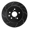 R1 06-20 Lexus GS300 Rear Left Drilled & Slotted Black Brake Rotor