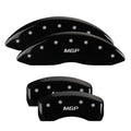 SET OF 4 CALIPER COVERS ENGRAVED FRONT/REAR MGP SILVER CHARACTERS BLACK POWDER