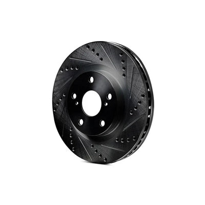 R1 20-25 Lexus RX350h Front Left Drilled & Slotted Black Brake Rotor