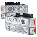 8PC COMBO PROJECTOR HEADLIGHTS CHROME
