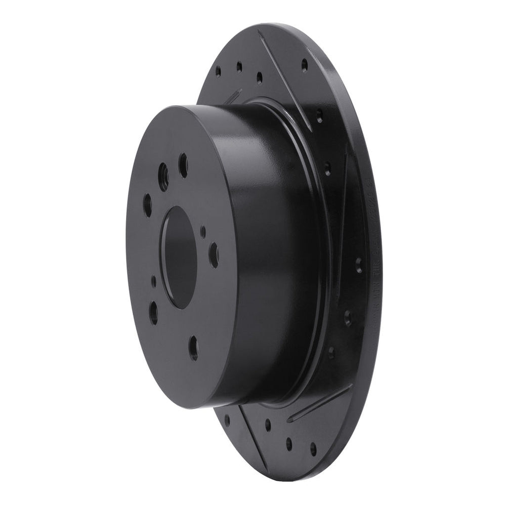 R1 2012-2018 Lexus ES300H Rear Right Drilled & Slotted Black Brake Rotor