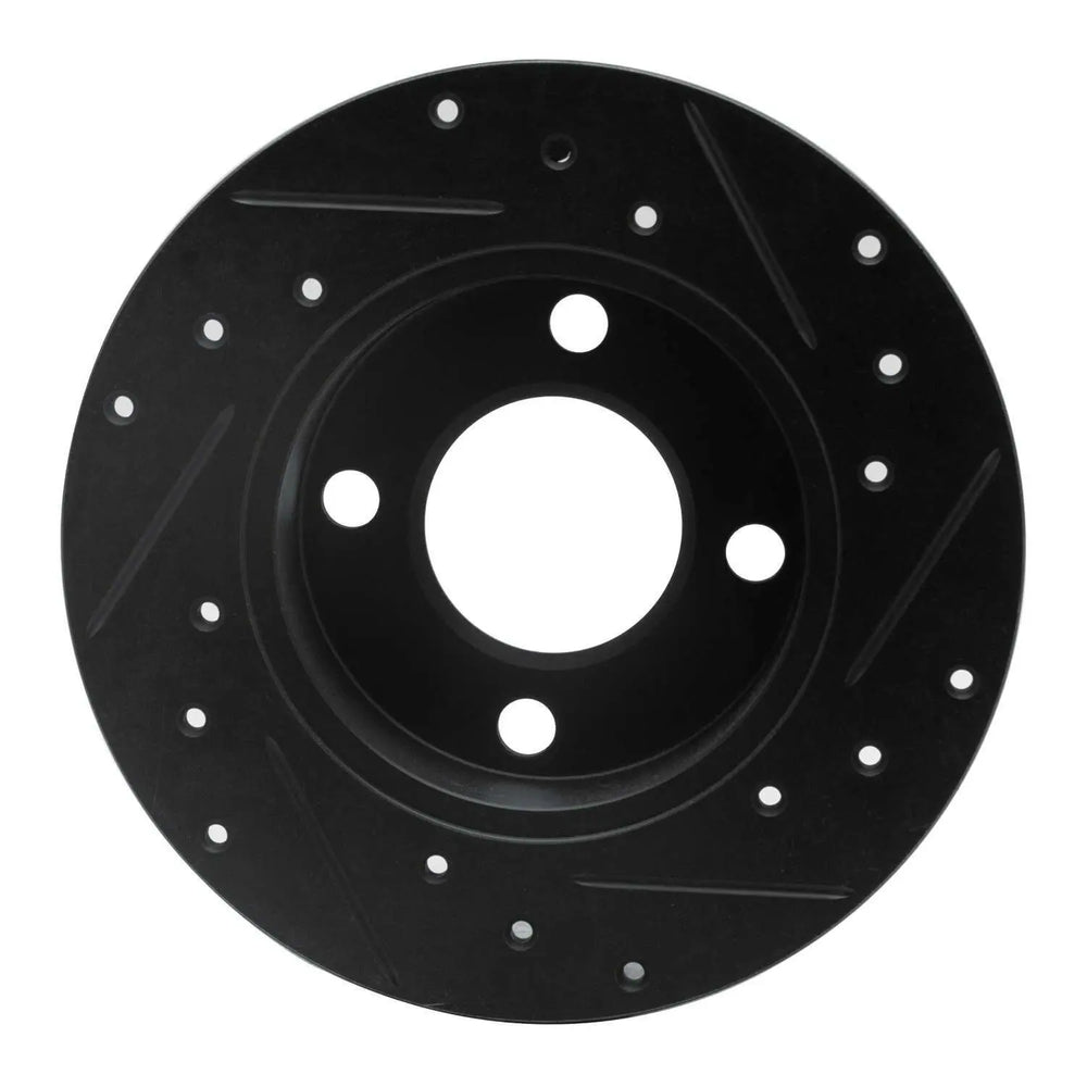 R1 82-98 Audi Cabriolet Rear Left Drilled & Slotted Black Brake Rotor