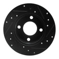 R1 82-98 Audi Cabriolet Rear Left Drilled & Slotted Black Brake Rotor