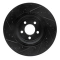 R1 09-23 Dodge Challenger Front Right Drilled & Slotted Black Brake Rotor