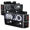 8PC COMBO PROJECTOR HEADLIGHTS BLACK