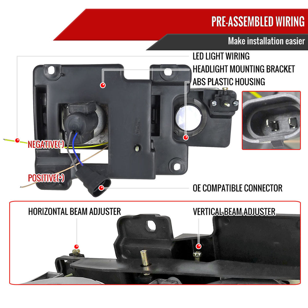8PC COMBO PROJECTOR HEADLIGHTS BLACK