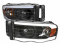 PROJECTOR HEADLIGHTS WITH MATTE BLACK HOUSING CLEAR LENS AND AMBER REFLECTOR