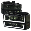 HEADLIGHT BUMPER LIGHT AND CORNER LIGHT COMBO CHROME HOUSING AND SMOKED LENS WITH LED BAR