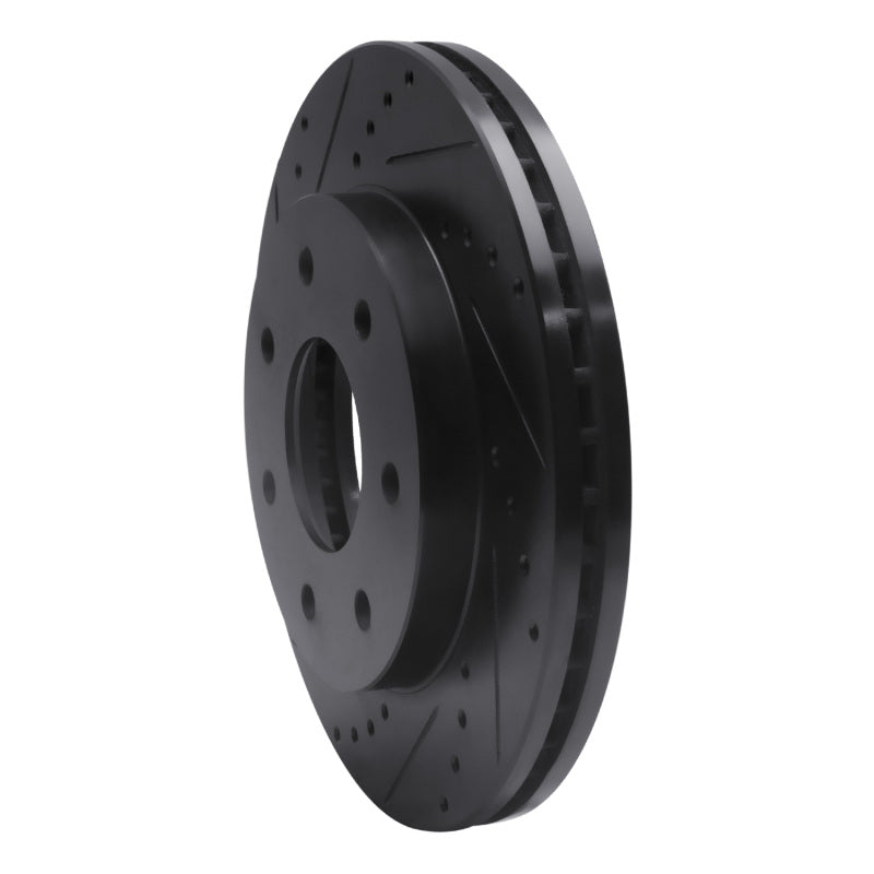R1 04-08 Ford F-150 4WD Front Left Drilled & Slotted Black Brake Rotor