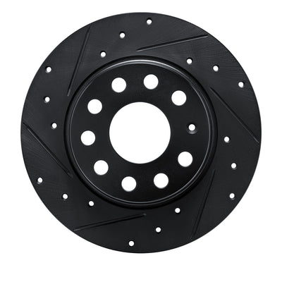 R1 17-25 Audi Q2 (Mexico) Rear Left Drilled & Slotted Black Brake Rotor