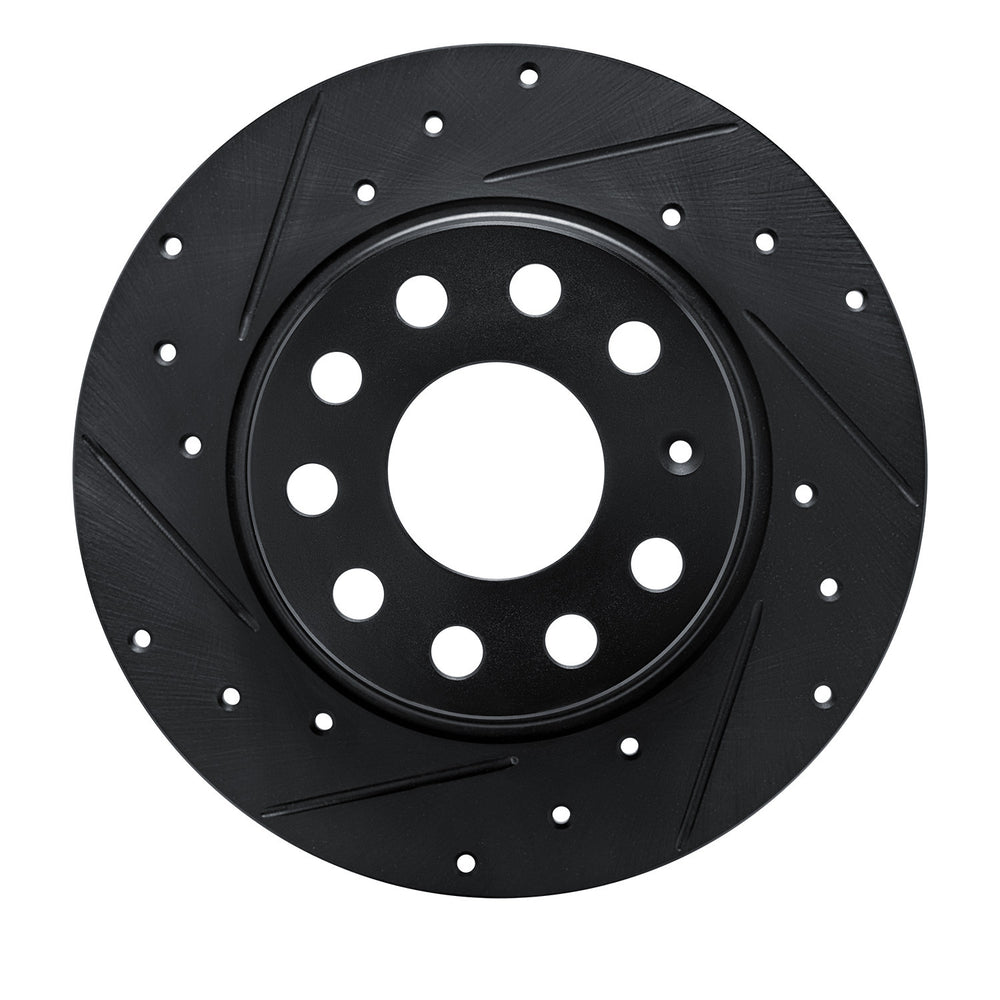 R1 17-25 Audi Q2 (Mexico) Rear Left Drilled & Slotted Black Brake Rotor