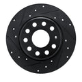 R1 17-25 Audi Q2 (Mexico) Rear Left Drilled & Slotted Black Brake Rotor