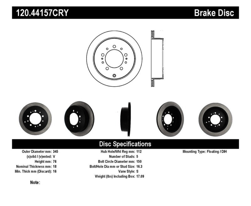 Centric Performance Brake Rotor