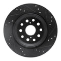 R1 07-17 Lexus LS460 Rear Left Drilled & Slotted Black Brake Rotor