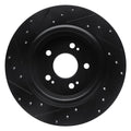 R1 18-25 Honda Odyssey Rear Right Drilled & Slotted Black Brake Rotor