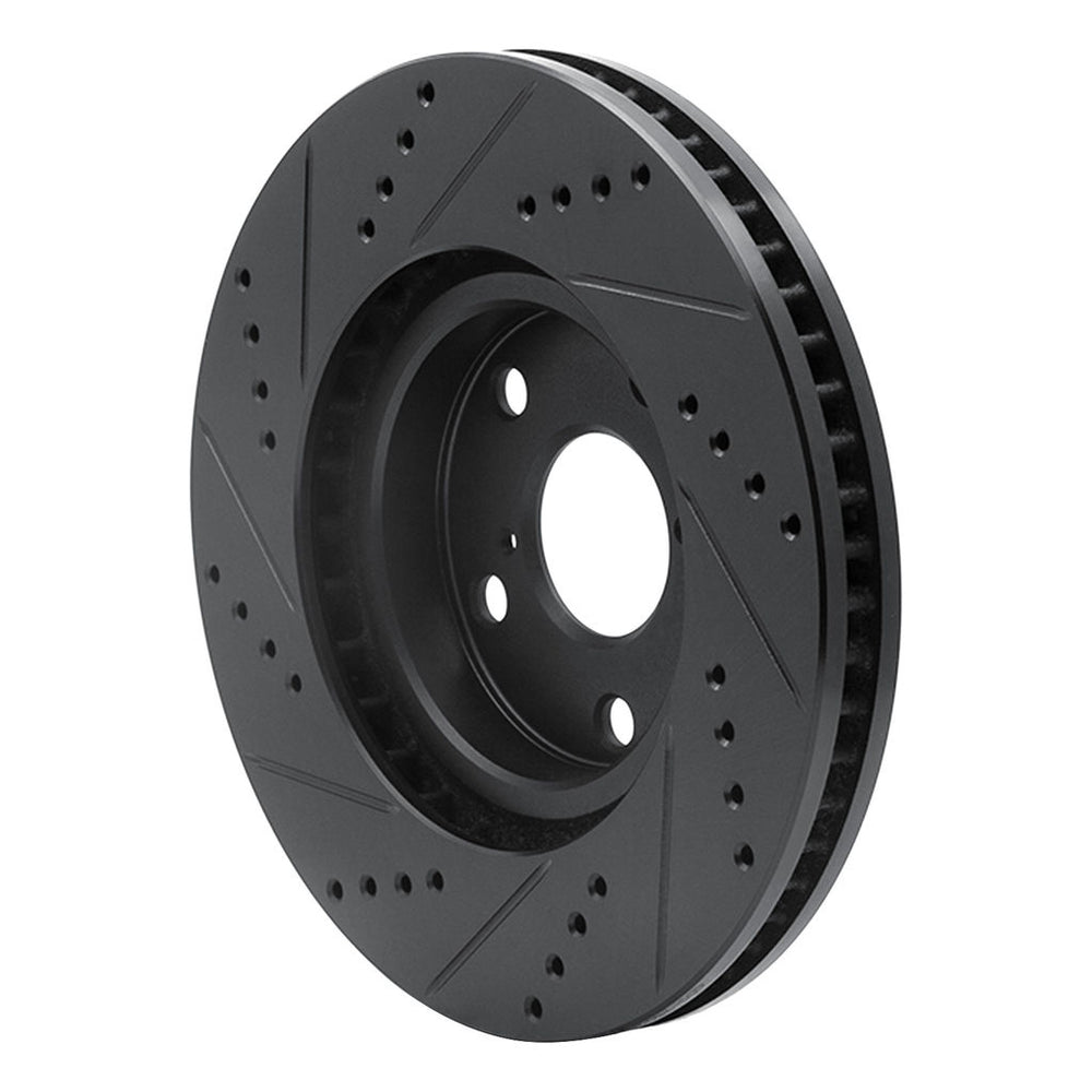 R1 06-15 Lexus GS300 Left Front Drilled & Slotted Black Brake Rotor