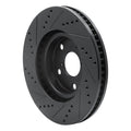 R1 06-15 Lexus GS300 Left Front Drilled & Slotted Black Brake Rotor