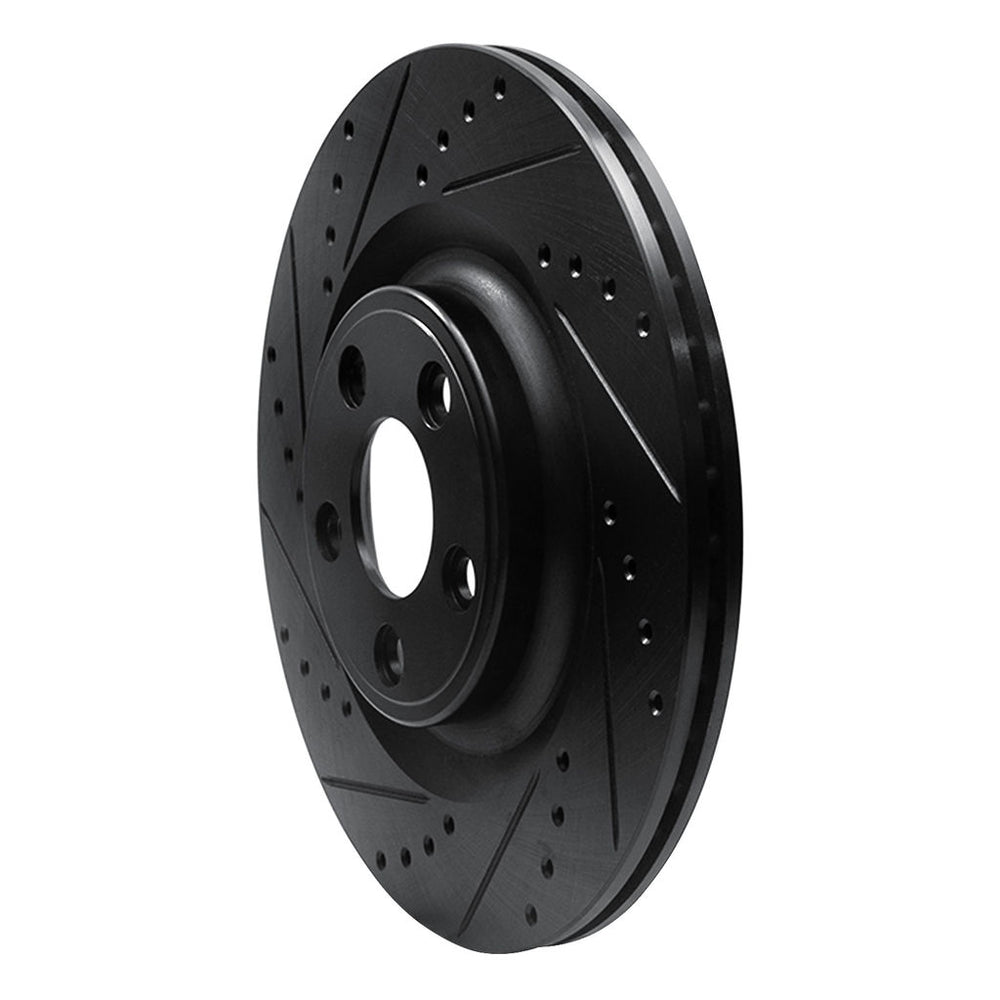 R1 14-21 Jaguar F-Type Rear Left Drilled & Slotted Black Brake Rotor