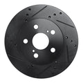 R1 16-22 Toyota Prius Front Left Drilled & Slotted Black Brake Rotor