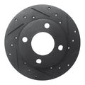 R1 82-98 Audi 5000 Rear Right Drilled & Slotted Black Brake Rotor