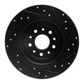 R1 05-19 Ford Five Hundred Rear Left Drilled & Slotted Black Brake Rotor