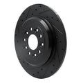 R1 05-19 Ford Five Hundred Rear Left Drilled & Slotted Black Brake Rotor